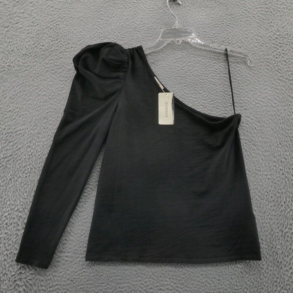 NWT Nation LTD Sabrina One Shoulder Party Tee Top Medium Black Women Puff Sleeve
